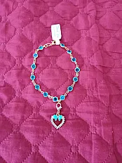 Modna narukvica „Aqua Bow Heart” s tirkiznim kristalima — thumbnail 1