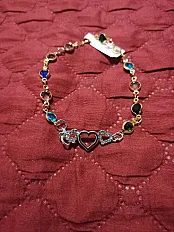 Šarena modna narukvica „Triple Heart” s raznobojnim kristalima — thumbnail 1