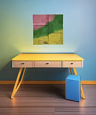 Ručno rađena apstraktna tekstilna slika, 40*40cm — thumbnail 1