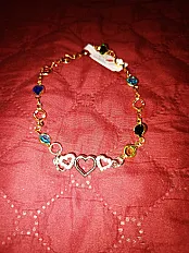 Šarena modna narukvica „Triple Heart” s raznobojnim kristalima — thumbnail 3