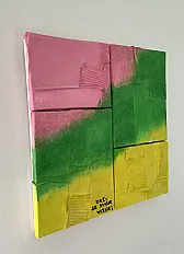 Ručno rađena apstraktna tekstilna slika, 40*40cm — thumbnail 6