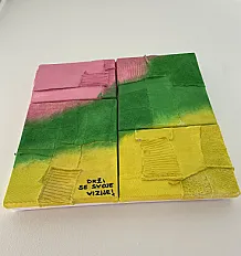 Ručno rađena apstraktna tekstilna slika, 40*40cm — thumbnail 5