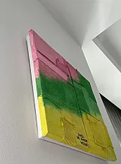 Ručno rađena apstraktna tekstilna slika, 40*40cm — thumbnail 4