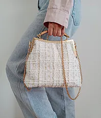 Ručna izrada – Elegantna tweed torba sa metalnim okvirom | Mokosh — minijatura 5