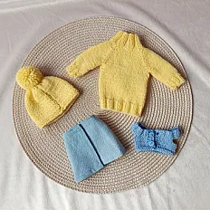 Set odjeće za lutke Paola Reina - dugi žuti džemper i jeans suknja — minijatura 7